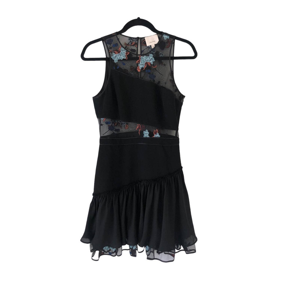 5 a 7 Cinq a Sept Aquarius Designer Embroidered Mesh Ruffle Hem Dress $450 Sz 6 - Picture 2 of 16